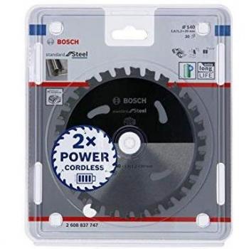 Disco de Sierra Circular Bosch Standard para Acero 140 x 20 mm, 30 Dientes, Compatible con Sierras Inalámbricas
