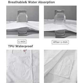 Amazon Brand - Umi Protector de Colchón Impermeable Hipoalergénico Algodón Toalla Cubre Colchón Lavable con 4 Esquinas Elásticas -