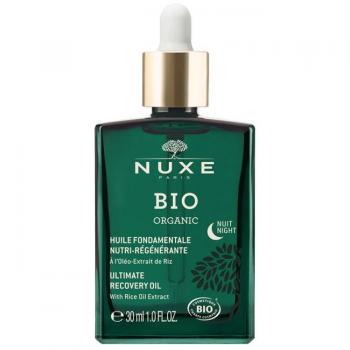 Nuxe Organic Ultimate Night Recovery Oil 30ml - Restorative oil for skin regeneration and renewal, enriched with bio rice extract, suitable for all skin types, designed to nourish and repair the skin overnight