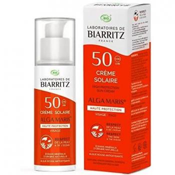 Algamaris - Crema solar facial, SPF50, certificado bio, 50 ml