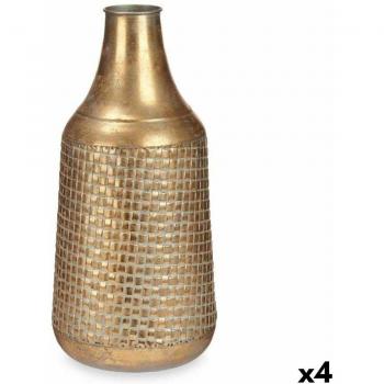 Jarrón Dorado de Metal con relieve 21 x 44 x 21 cm (4 Unidades)