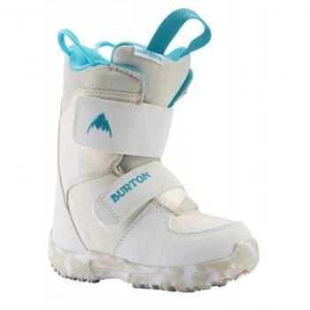 Burton Botas de Snowboard Mini Grom - Botas de snowboard para niños, color blanco, diseño ligero y cómodo, ajuste fácil con cordones, suela antideslizante, soporte para el tobillo y forro térmico