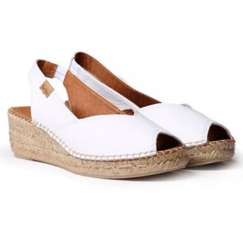 Alpargatas de cuña para mujer Toni Pons BERNIA-P de piel con elástico - Blanco, 36 EU