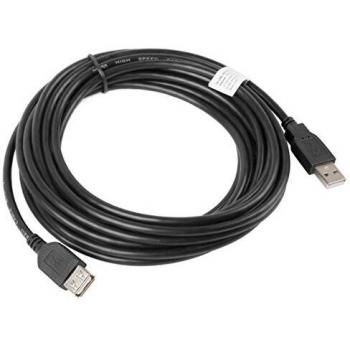 Cable Extensor USB 2.0 Lanberg CA-USBE-10CC-0050-BK, Conectores Macho a Hembra, Color Negro, Longitud 5 Metros