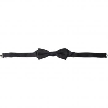 Dolce & Gabbana Black Solid Silk Adjustable Neck Papillon Bow Tie