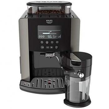 Krups Quattro Force Arabica Latte EA819E - Cafetera superautomática 15 bares, pantalla LCD, programas de leche y personalización bebidas, molinillo metálico profesional, modo limpieza, jarra leche