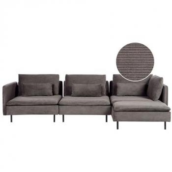 Sofá Modular Esquinero Izquierdo de Pana Marrón 3 Plazas Egeris