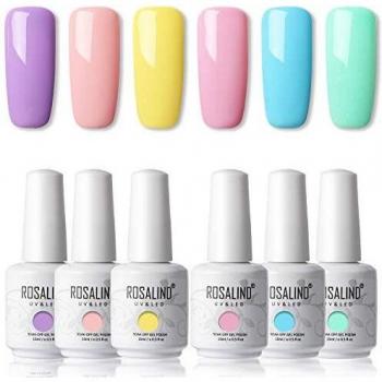 ROSALIND 15ml Esmaltes Semipermanentes de Uñas en Gel UV LED, Kit de Esmalte de Uñas Nude 6pcs