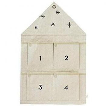 Ferm Living Christmas Calendario de Adviento, algodón, Arena, 50 cm