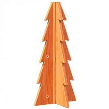 Árbol de Navidad de Madera Maciza Pino Marrón Cera 49 cm para Decoración