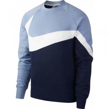 Nike M NSW Hbr CRW Ft Stmt Camiseta, Hombre, White/Indigo Fog/Obsidian, S