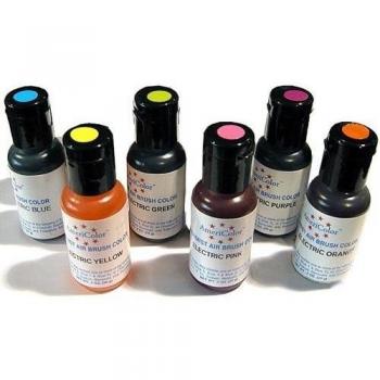 Set de 6 colores Airbrush AmeriColor AmeriMist Colores Electric Ultra Bright