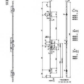 Cerradura CISA Multipunto Infilare con Engranajes 'U' E30 para Puertas de Aluminio