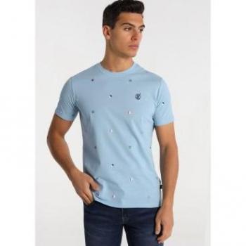 Camiseta Azul para Hombre con Estampado Mini Print de Six Valves