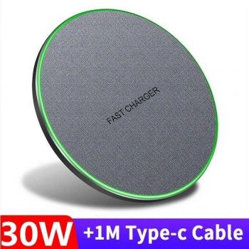 Cargador Inalámbrico Rápido FDGAO 30W/20W para iPhone 12, 11, XS, XR, X, 8 y Airpods Pro - Carga Qi para Samsung S20,