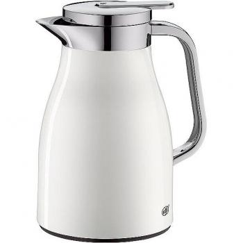 Jarra Térmica Isolante Alfi Skyline 0,65L Blanca Coco con Inserto de Vidrio Templado, Tapa a Presión y Mango Ergonómico