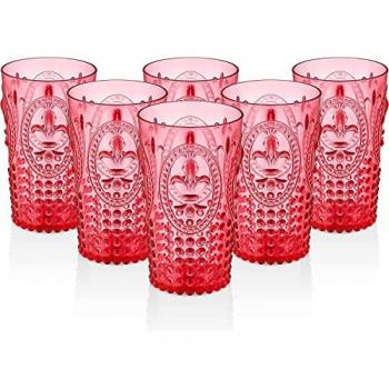 Pack de 6 Vasos Reutilizables de Policarbonato Grande 750ml Color Rojo Libre de BPA