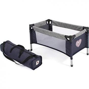 Cuna de Viaje para Muñecas con Bolsa de Transporte, Gris-Navy