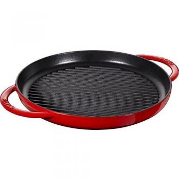 STAUB Grillpfanne rund 30 cm Grill Doble asa Redondo, Hierro Fundido, Rojo Cereza