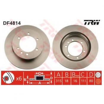 Disco de freno TRW DF4814, ventilado, 1 pieza