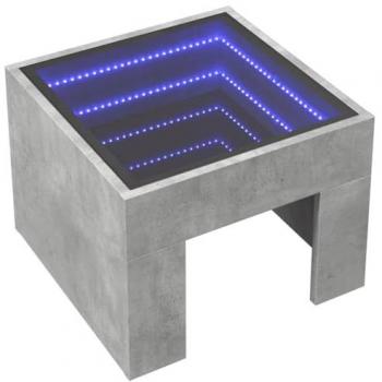 Mesa de centro con Infinity LED gris hormigón 40x40x30 cm, mesita de Centro, Mesa Auxiliar, Mesa de salón, mesita, mesita de sofá