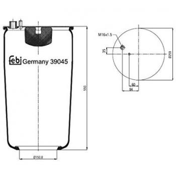 Fuelle de suspensión neumática Air Spring 39045 FEBI BILSTEIN