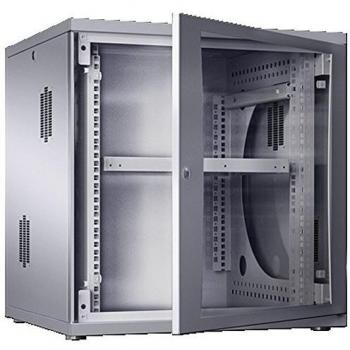 FlatBox Armario de distribución, chapa de acero, puerta con cristal de seguridad monocapa 3 mm, dimensiones 600x358x400 mm