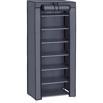 Zapatero de tela organizador de zapatos de 7 niveles fácil de montar gris 46x28x126 cm
