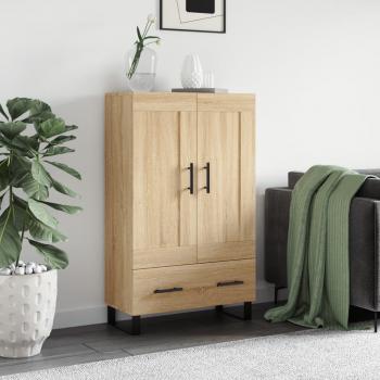 Aparador alto de madera de ingeniería en color roble Sonoma, dimensiones 69,5x31x115 cm, mueble de almacenaje para salón, buffet y armario auxiliar