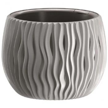 Bowl Sandy de plástico con depósito en color gris piedra - PROSPERPLAST, 11x14,4x14,4 cms