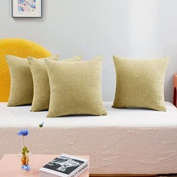 Deconovo Funda de cojin para Salón 4 Piezas 60x60cm Lino Amarillo