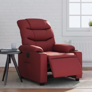 Sillón reclinable eléctrico de cuero sintético rojo tinto Vidaxl 932213