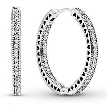 Pendientes Aro Pandora 296319CZ Plata Corazones Clásicos Grandes