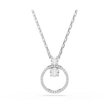 Swarovski Constella Rhodium Plated Round Crystal Circular Pendant Necklace