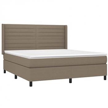 Cama Box Spring con Colchón Tela Gris Taupe 180x200 cm