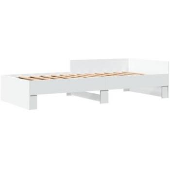 Estructura de cama individual de madera de ingeniería blanca 100x200 cm vidaXL, muebles de dormitorio, somier, cama de panel