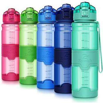 ZOUNICH Botella Agua Deporte Botellas Agua Niños sin BPA, Reutilizable Tritan Plástico Ecologica con Filtro, 400ml/500ml700ml/1l, Cantimploras para Gimnasio, Bicicleta, Colegio, Oficina, Viajes