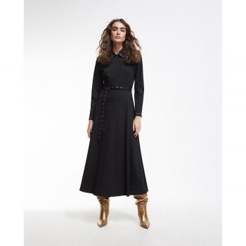 Vestido Midi de Manga Larga Negro Lola Casademunt Regular Fit