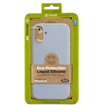 Muvit For Change Funda Recycletek Liquid Silicone Compatible con Apple iPhone 16 Azul Cielo
