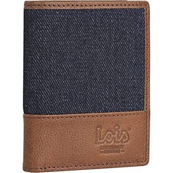 Lois - Cartera para Hombre Joven Piel Lona Pequeña con Monedero, Billetera y Tarjetero. Muchos Compartimentos. Billetera para Hombre. Protección Antiescaneo de Tarjetas RFID. 205703, Color Azul