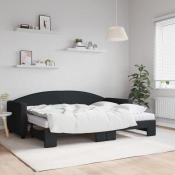 Sofá Cama Nido Estraíble con Colchón de Tela Negro 80x200 cm
