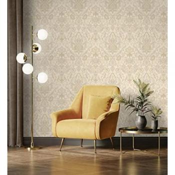 Papel Pintado Vinílico Damasco Lujoso con Efecto Textura de Tela Tejida en Relieve - Darinka 676405 - Rollo de 10 m x 1,06 m