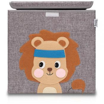 Caja de almacenamiento de tela para niños león con tapa, compatible con estanterías Ikea Kallax