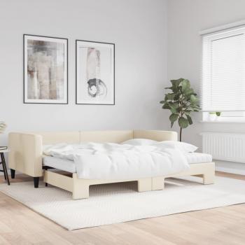 Sofá Cama Nido Extraíble con Colchones Crema 100x200 cm Tela