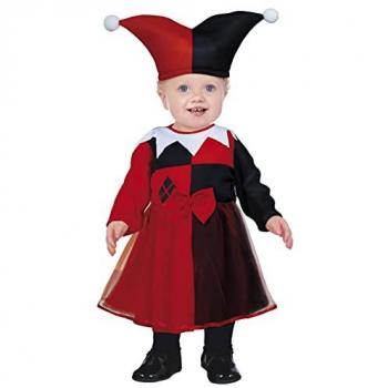 Disfraz de Arlequina Rojo y Negro para Niña y Bebé - Costume de Payaso Arlequín Infantil 2-3 Años