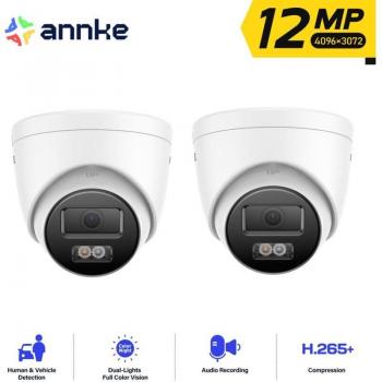 Cámara de seguridad 12MP exterior e interior con visión nocturna a color, detección de personas/vehículos y acceso remoto - Annke