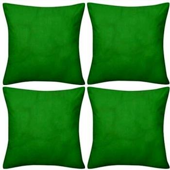 vidaXL 4 Fundas Verde Manzana para Cojines de algodón Dimensiones 50 x 50 cm