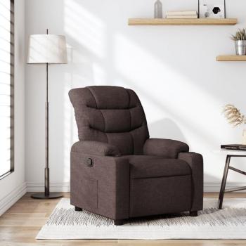 Sillón reclinable de tela marrón oscuro Día y Noche Vidaxl