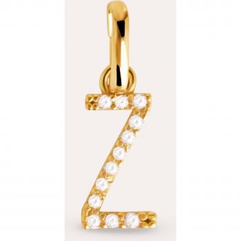 Charm Inicial Letter Spark en Plata de Ley 925 con Acabado Baño de Oro de 18 Kt - Colgante Letras A - Z - Charm Combinable con Collar - Joyas para Mujer