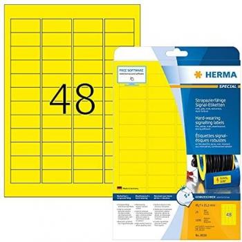 Etiquetas Signal HERMA 8030, amarillas, 45.7 x 21.2 mm, autoadhesivas, resistentes al agua, mate, para impresoras láser y copiadoras, paquete de 1200 etiquetas (